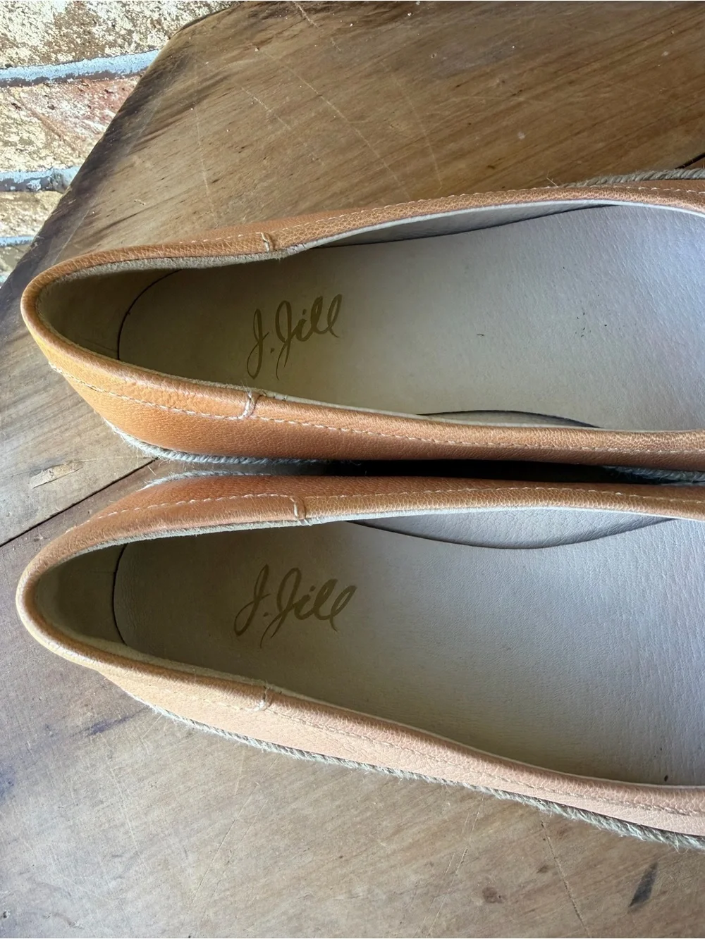 J. Jill Leather Ballerina Espadrille Flats Women’s Size 6 Medium Peach Excellent